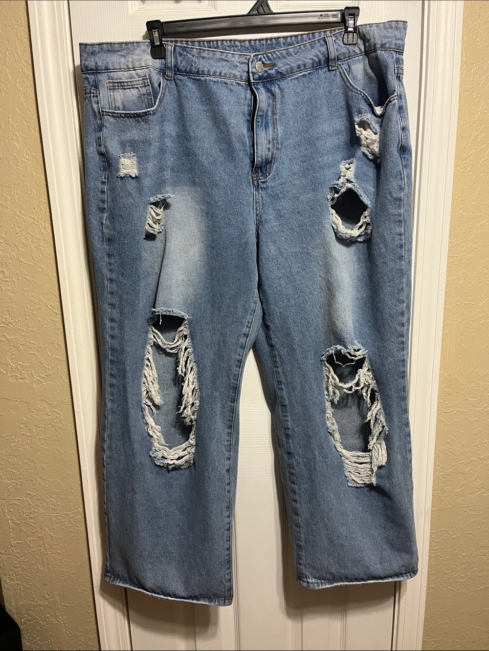 Light Blue Distressed Ripped Jeans
